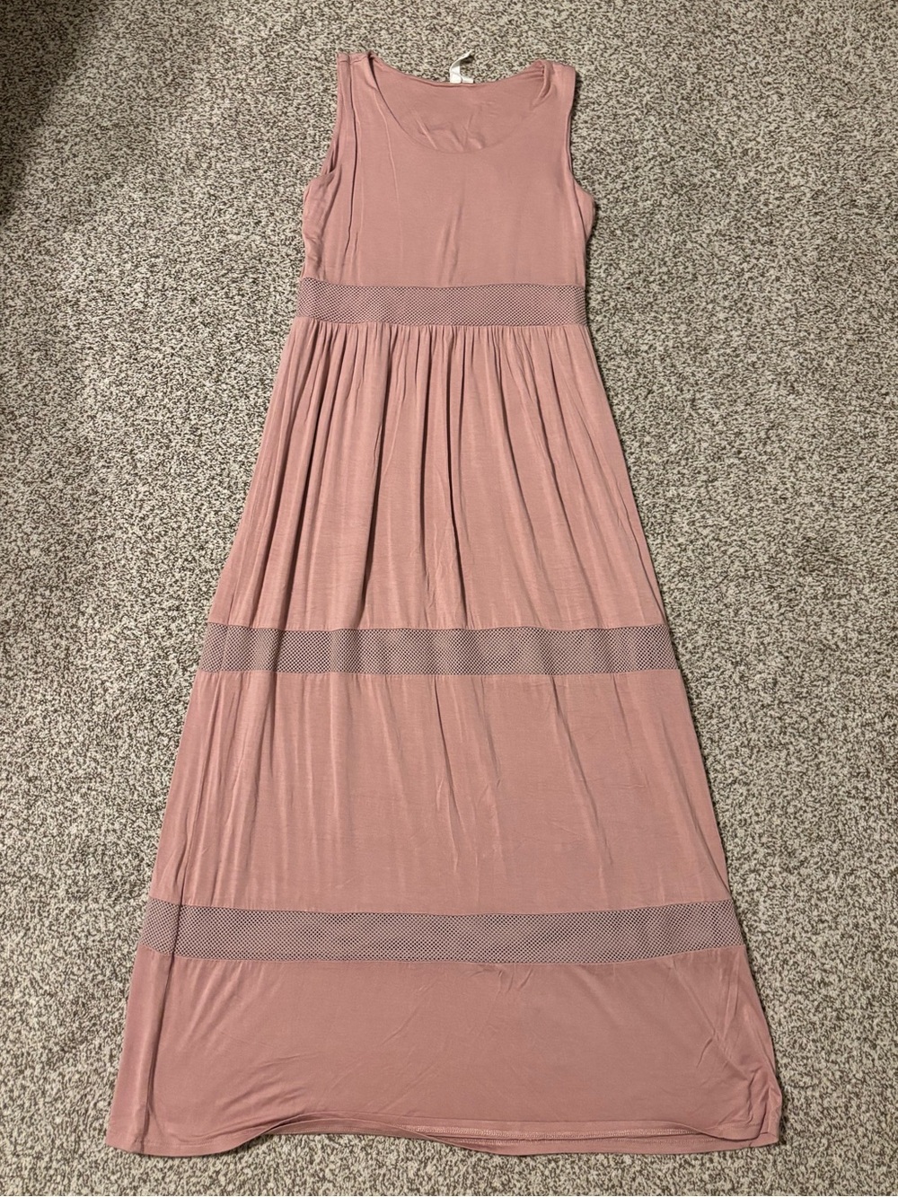 Sleeveless Mauve Maxi Dress with Mesh Insets